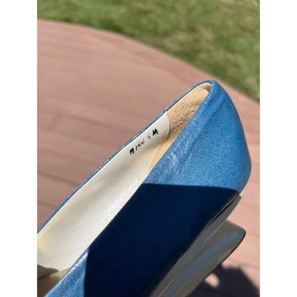 Vtg Herbert Levine KABUKI Shoes 60’s Robin Egg Blue White Leather Platform 5 - Picture 9 of 10